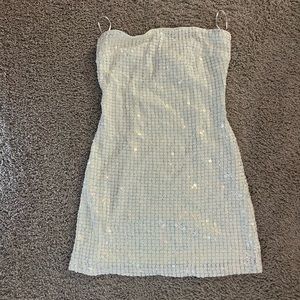 Strapless sequin mini dress